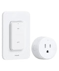 Remote Control Outlet With Wireless Wall Switch, 200 Ft RF Range, Plug And Play, Control Lamps And Lights From Across The Room, No Rewiring