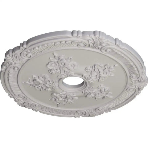 Attica Rose Ceiling Medallion Ultra Pure White, 26 Inch Outer Diameter, 3-3/4 Inch Inner Opening, ornate floral design