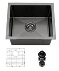 Top view of 17x15 black undermount bar sink built to last for home bars and prep stations, pro grade stainless steel.