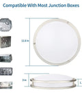 Two Pack LED Flush Mount Ceiling Lights 13 Inch 20W Dimmable With Color Temperature Options 3000K 4000K 5000K Brushed Nickel Finish