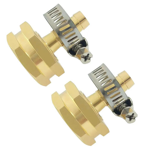 Two Three Eighths Inch Barb To Three Quarters Inch GHT Female Garden Hose Adapter Heavy Duty Brass Connectors With Clamps