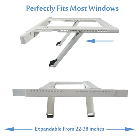 Heavy Duty Window Air Conditioner Support Bracket No Drilling, Universal Adjustable Fits Most 22 To 38 Inch Window Openings, Wall Thickness 4 To 11 Inches, Epoxy Coated Steel Prevents Rust, Supports Up To 200 Lbs