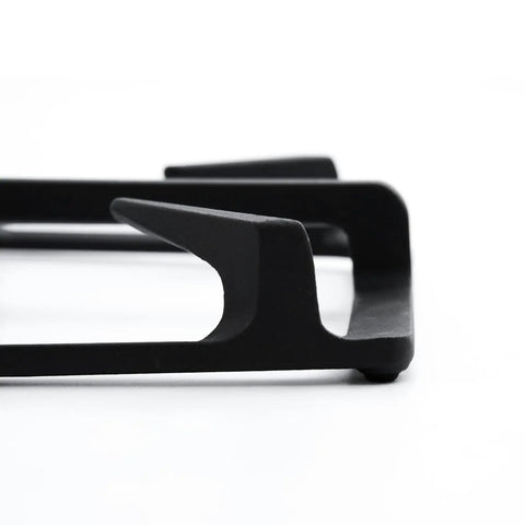 Side view of Heavy Duty Cast Iron Burner Grate Replacement For Gas Stoves, showcasing durable black matte enamel finish.