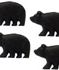 Rustic Black Bear Drawer Knobs Set Of 4 Metal Cabinet And Drawer Pulls with 3 Inch Mounting Distance set on white background