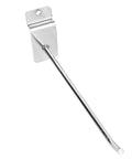 Single 15cm wall panel hook from set of 25, heavy duty chrome slat wall hooks for shop displays, welded construction shown.