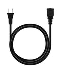 6 Foot Polarized US 2 Prong Extension Power Cord With Male to Female Ends, UL Listed NEMA 1-15P to 1-15R, Molded PVC Jacket, SPT-2 18AWG 2C, Double Insulated, Heavy Duty Cable for Home and Office Use, black cord coiled with plugs