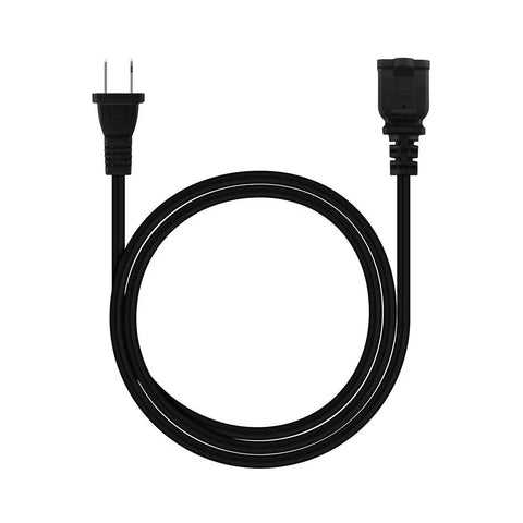 6 Foot Polarized US 2 Prong Extension Power Cord With Male to Female Ends, UL Listed NEMA 1-15P to 1-15R, Molded PVC Jacket, SPT-2 18AWG 2C, Double Insulated, Heavy Duty Cable for Home and Office Use, black cord coiled with plugs