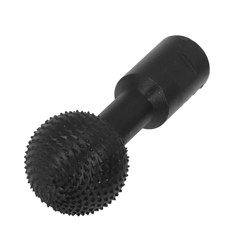 Heavy Duty Spherical Wood Carving Burr 10mm Grinding Bit for angle grinders, black coated steel, designed for woodworking.