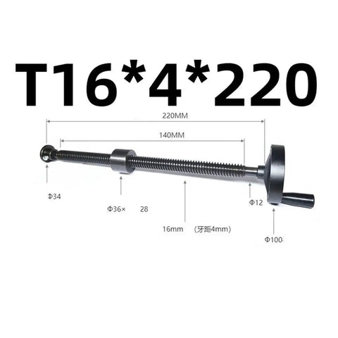 Hand Crank T16 Lead Screw Kit With Kickass Grip And Smooth Manual Rotation Featuring Heavy Duty Steel Build Plus Foldable Aluminum Wheel For Straight Shooting Precision On Any Project