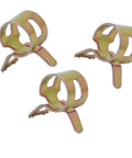 Three gold heavy duty fuel line clamp kits for 1/4 inch and 3/16 inch fuel lines, durable hose clamps for secure fit on small engines
