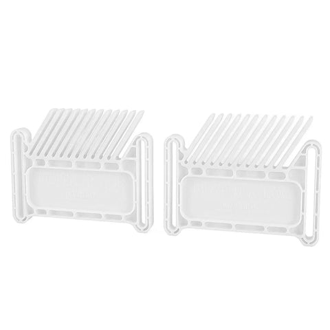 Adjustable Featherboard For Woodworking Shops Straight Up Safety Tool Smooth Operator Solid Choice For Router Table And Table Saw Plus Band Saw Quick Setup No Sweat Shop Essential White Finish - two white featherboards with comb-like teeth.