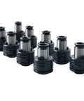 Versatile ANSI Tapping Collets Set For M16 Electric Tapping Machine With Nine Adapters shown in various sizes and angles