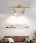 Mid Century Modern 2 Light LED Track Lighting Kit With Dual Way Operation Gold Flush Mount Ceiling Spotlight in living room