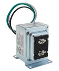 Side view of 24V 40VA Doorbell Transformer Power Supply for Ring Video Doorbell Pro and Nest with wiring and metal casing.