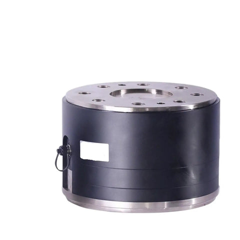 Pro Grade Six Axis Force Sensor For Multidimensional Load Measurement With Pressure Torsion Composite Design High Precision And Stable Shielded Cable Easy Install Alloy Steel Build For Industrial Testing And Weight Sensing in round alloy steel housing with visible connectors.