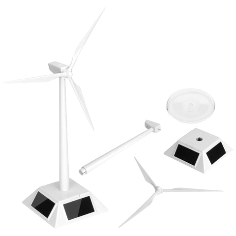 Solar Powered Windmill Kit for Desk and Home Decor, Rotating Wind Turbine Model parts displayed on a white background.