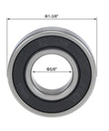 Front view of 99502H-2RS Deep Groove Ball Bearing Set Double Sealed Chrome Steel Z2 Low Noise ABEC 1 Tolerance, 5/8 ID, 1-3/8 OD, 11mm W