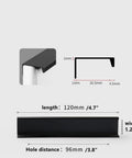 Dimensions and design of Black Hidden Edge Cabinet Handles 10 Pack for Drawers and Cabinets With Finger Edge Pulls in Space Aluminum