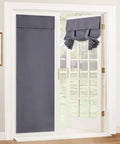 French Door Privacy Blackout Curtain Panel With Easy Tie Up Straps, Energy Saving Window Covering For Kitchen, Dining, Nursery And Bath, Grey 26 x 72 Inches, 1 Panel, Quick 1 Minute Install shown installed on glass doors