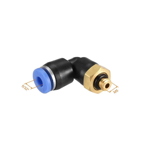 Push To Connect Tube Fitting Male Elbow 4mm OD To M5 Thread Pneumatic Air Easy Install No Tool Needed Quick Connect Lock Fitting Blue