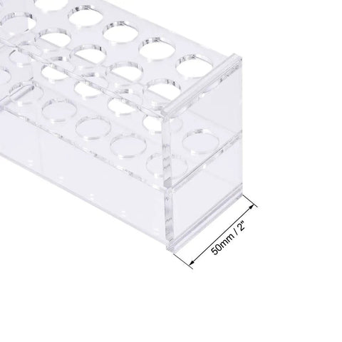 Clear Acrylic Test Tube Holder Lab Stand Rack With 2 By 6 Wells For 13 16Mm 10Ml Centrifuge Tubes, side view, 50mm width