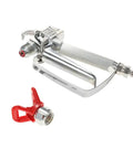 3600 PSI High Pressure Airless Paint Sprayer With Durable Nozzle Guard, ergonomic grip, silver finish, and red guard included
