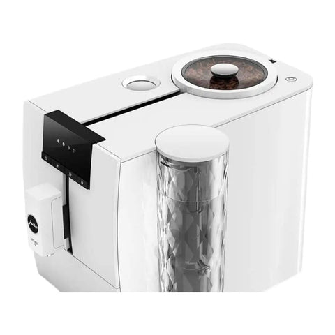 Lock In The Ultimate Morning Perk Up With This Factory Refurbished Automatic Coffee Machine In Sharp Nordic White with reservoir and controls