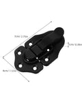 Retro Toggle Latch Set 8 Pcs Metal Duckbilled Hasp Locks for Vintage Suitcases, black stainless steel, dimensions shown