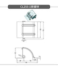 Technical drawing of Heavy Duty Hidden Cabinet Door Hinge For Electric Panels Removable Concealed Hinge CL255-1