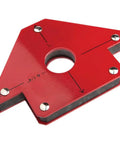 Heavy Duty Magnetic Welding Jig With Center Hole And 45 90 135 Angle Brackets, red, precise angle brackets for secure gripping.