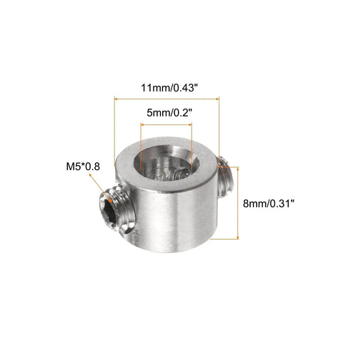 Four Piece Five Millimeter Drill Stop Collar Set With Adjustable Stainless Steel Depth Stop Rings Anodized Finish Dowel Shaft Chuck Positioner Includes Hex Wrench For Precise Drilling DIY Friendly Pro Grade Quality
