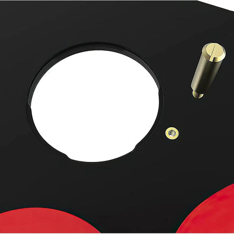 Close-up of Universally Compatible Router Table Insert Plate Set With Pre Drilled Holes For Quick Installation, metal plate detail
