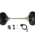 Rear Axle Assembly Kit For Ready To Roll Go Karts 740mm With 29 Inch Wheels Hub Rim Tire Brake Disc Caliper Master Cylinder T8F Chain Sprocket DIY Quad Trike Drift Bike, showing wheels, axle, brakes, and chain.