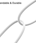 Close-up of 33Ft DC Power Extension Cable 2.1mm X 5.5mm Plug, showing bendable and durable white power cord for CCTV surveillance setups.