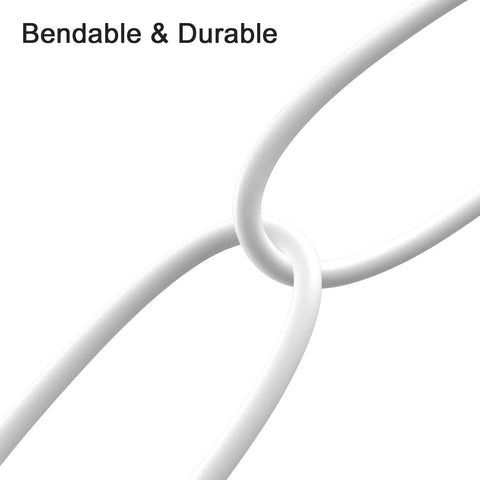 Close-up of 33Ft DC Power Extension Cable 2.1mm X 5.5mm Plug, showing bendable and durable white power cord for CCTV surveillance setups.