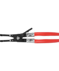 Stainless Steel Car Soldering Pliers And Wire Welding Clamps For Auto Maintenance And Repair with red handles, top view.