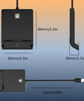 Dimensions of CAC Card Reader Plug And Play For USB C And USB A With Smart Card Security, DOD Military Grade, CCID ISO7816 Compatible