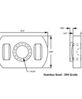 Technical drawing of Centered Slide-In Stainless Steel T Nuts for 1.5 Inch 80/20 Aluminum Extrusions, 1/4-20 bolt compatible