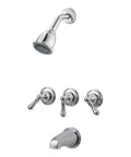 Five Hole Shower Faucet Trim Kit With Decorative Arm And Flange Easy Install Sleek Polished Chrome Water Saving 1.8 GPM For Your Bathroom Set Great For Master Or Guest Shower Upgrades