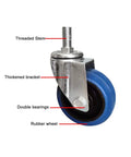 Heavy Duty Caster Wheels With Top Plate Swivel And Brakes, non-marking rubber caster with threaded stem and thickened bracket