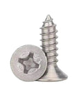 Top Shelf TA2 Pure Titanium Flat Head Countersunk Self Tapping Screws Pack Of Twenty ST5 X 12mm Phillips Drive showing screw types.