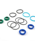 Hydraulic Trim Tilt Cylinder Seal Rebuild Kit For Dual Marine Trim Cylinders With Outer Cylinder Cap O Rings And Piston Bi Directional Rings For 290 DP SP A Boats featuring various colored o-rings and seals on white background