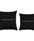 Ski Resort Throw Pillow - Cozy Winter Home Decor, Fun Ski Vacation Souvenir For Skier Or Snowboarder, Perfect Gift For The Whole Ski Team, Modern Font Design For Living Room, Lodge, Or Cabin. Black spun-polyester throw pillows, front and back view