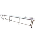 Electric PVC Belt Conveyor With Adjustable Speed Desktop Industrial Transport Unit Stainless Steel Frame With Double Guardrails 216 In By 11.8 In 370W 110V White