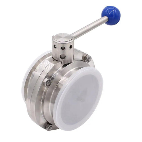 Beefed Up Heavy Duty Sanitary Butterfly Valve With Pull Handle 304 Stainless Steel Four Inch Tube OD Tri Clamp Fittings