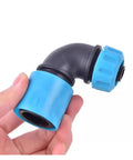 5 Pack 1/2 Inch Garden Water Connector Rapid Connection Adapter Quick Connect Faucet Joint Elbow Plastic Pipe Fittings for Hose Repair No Fuss Extension Irrigation and Car Wash ABS Durable Blue, blue ABS elbow fitting held by hand