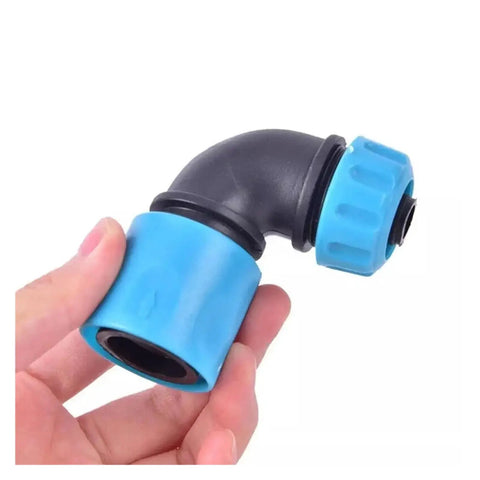 5 Pack 1/2 Inch Garden Water Connector Rapid Connection Adapter Quick Connect Faucet Joint Elbow Plastic Pipe Fittings for Hose Repair No Fuss Extension Irrigation and Car Wash ABS Durable Blue, blue ABS elbow fitting held by hand