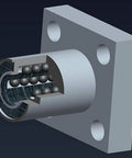 Cross-sectional view of LMK10UU flange square linear bearing (10mm bore, 19mm OD) with steel balls
