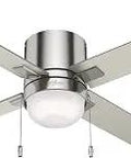 Minikin Ceiling Fan 52 Inch Brushed Nickel With WhisperWind Quiet Motor and SureSpeed Performance, low-profile design