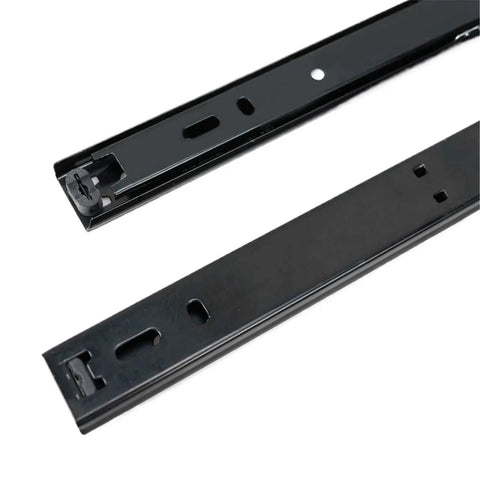 Heavy Duty Black 27mm Ball Bearing Drawer Slide Zinc Plated, 2 Fold Telescopic Kitchen Cabinet Drawer Slide For Heavy Loads